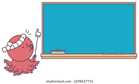 It is an illustration of a cute octopus lecturer who conducts a seminar.