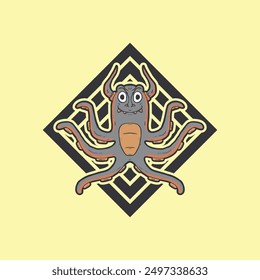 illustration of a cute octopus monster character