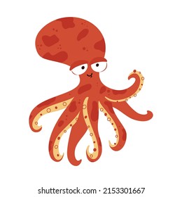 Illustration of cute octopus on white background vector illustration cartoon flat style