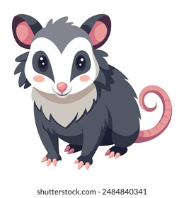 Illustration of Cute Opossum animal on white