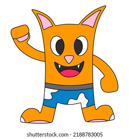 An illustration of a cute orange cat with blue short