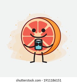 An illustration of Cute Orange Grapefruit Mascot Character