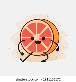 An illustration of Cute Orange Grapefruit Mascot Character