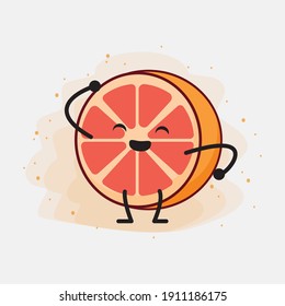 An illustration of Cute Orange Grapefruit Mascot Character