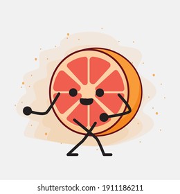 An illustration of Cute Orange Grapefruit Mascot Character