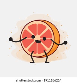An illustration of Cute Orange Grapefruit Mascot Character