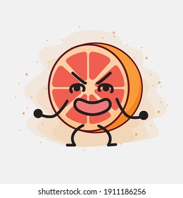 An illustration of Cute Orange Grapefruit Mascot Character