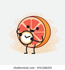 An illustration of Cute Orange Grapefruit Mascot Character