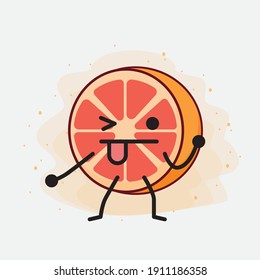 An illustration of Cute Orange Grapefruit Mascot Character
