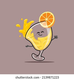 ILLUSTRATION OF CUTE ORANGE JUICE ICONS IN GLASS