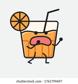 An illustration of Cute Orange Juice Mascot Vector Character in Flat Design Style