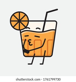 An illustration of Cute Orange Juice Mascot Vector Character in Flat Design Style