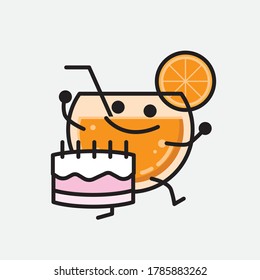 Ilustración del carácter de vector de jugo de naranja puro