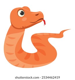 Illustration of a cute orange snake sticking its tongue out, perfect for children's books or educational materials