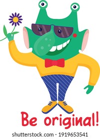 Ilustración con un monstruo lindo y original. Ilustración del vector