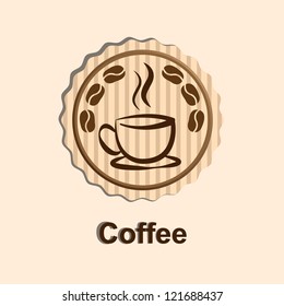Illustration cute ornate vintage with coffee cup - vector