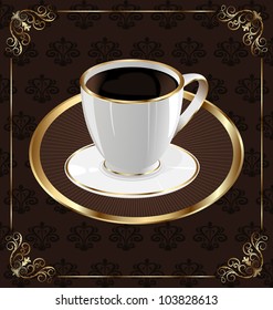 Illustration cute ornate vintage wrapping for coffee, coffee cup - vector