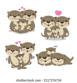 Illustration of the cute Otters family.