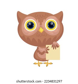 Illustration of a cute owl explaining the contents of the paper. Eps 10 Vector.