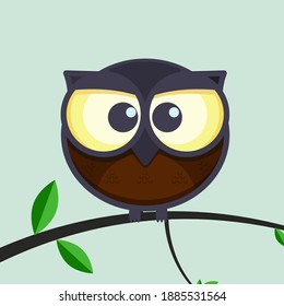 Illustration of cute owl on the tree isolated on white background vector design