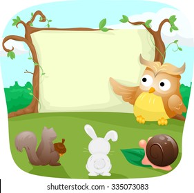 Illustration of a Cute Owl Teaching a Group of Animals