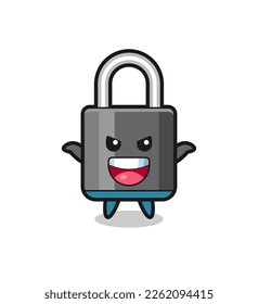 the illustration of cute padlock doing scare gesture , cute style design for t shirt, sticker, logo element