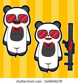 illustration of cute panda animal sticker design