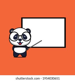 illustration of cute panda with blackboard vector design