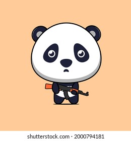 Illustration von süßem Panda-Trägergewehr, Vektordesign