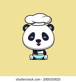 illustration of cute panda chef cooking vector design