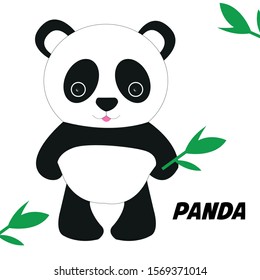 
illustration of a cute panda eating bamboo