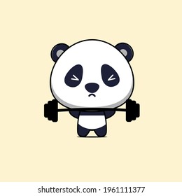 illustration of cute panda gym vector design