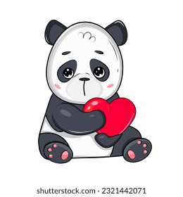 ilustración de panda lindo con corazón