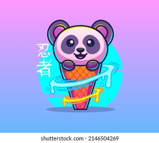 Illustration von süßem Panda in einer Eistüte.