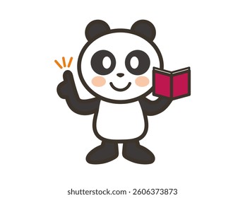 Illustration of a cute panda looking at a note and explaining
