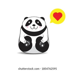 Illustration of cute panda with love in flat design