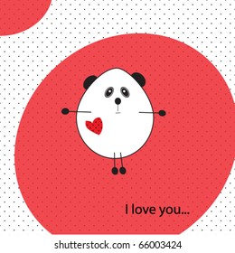 Illustration of cute panda in love, romantic card