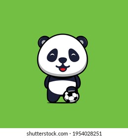 illustration of a cute panda playing soccer