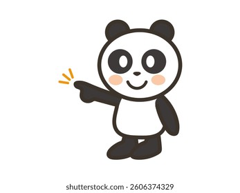 Illustration of a cute panda pointing into the distance