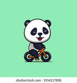 illustration of a cute panda riding a bicycle Vector design