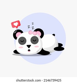 Illustration of cute panda sleeping peacefully