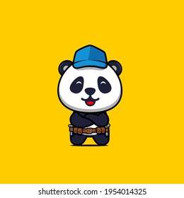 illustration of cute panda technician vector design