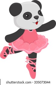 Illustration of a Cute Panda Wearing a Ballet Costume