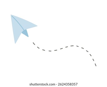 Illustration of cute paper airplane with dotted lines