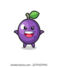 the illustration of cute passion fruit doing scare gesture , cute style design for t shirt, sticker, logo element