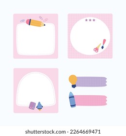 Illustration of cute pastel education stationary memo collection vector design