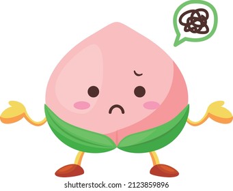 Illustration of a cute peach character with a dissatisfied face