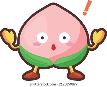 Illustration of a cute peach character who is surprised