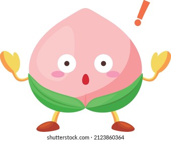 Illustration of a cute peach character who is surprised