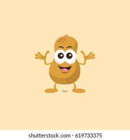 Illustration of cute peanut decisive mascot isolated on light background.